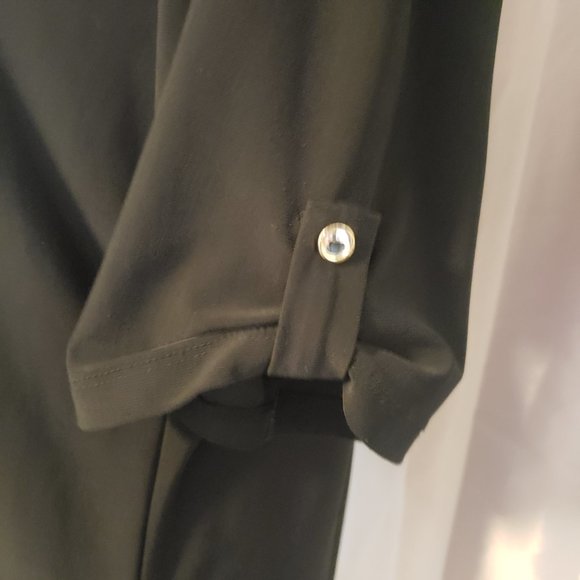 PerSeption Concept Black Pullover Top Short Goldtone Zipper at Neckline Size XL - Picture 4 of 7